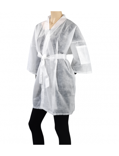 Fartuch jednorazowy kimono flizelina biała 170066 Peggy Sage