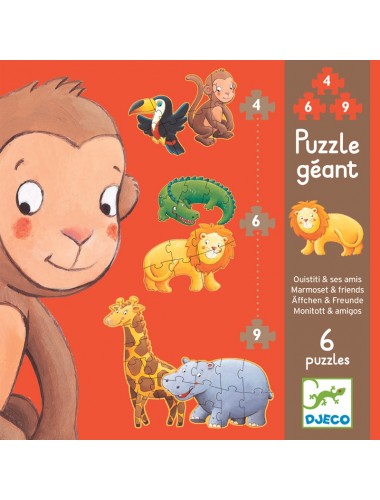 Puzzle małpka Marmoset i przyjaciele piramida zwierzątek Djeco 7114 DzieńDziecka