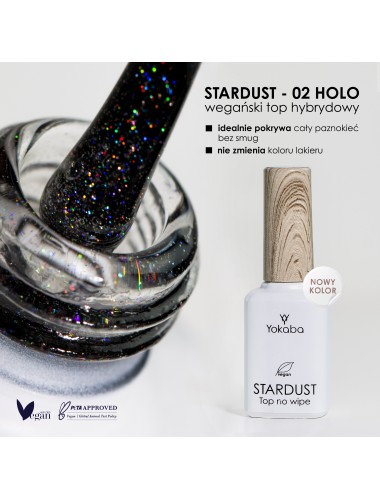 STARDUST Holo 02 Top Coat No Wipe UV/LED Top hybrydowy 12ml Yokaba